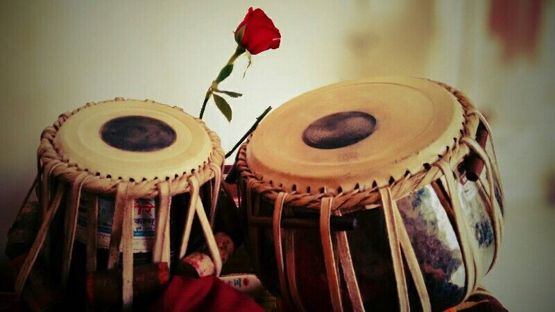 Tabla music practice and performance setup